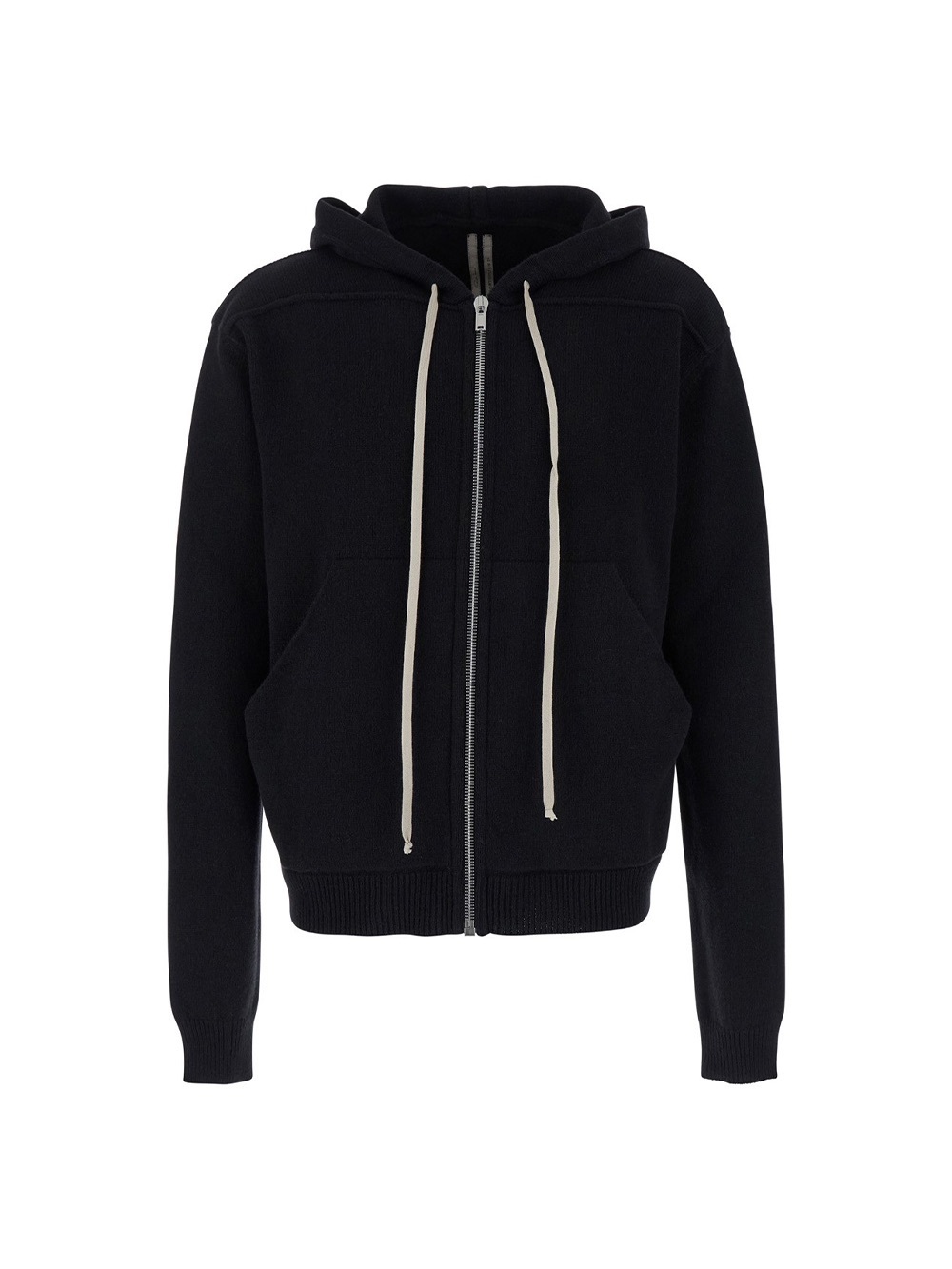Rick Owens Black Cashmere Knit Zip Hoodie